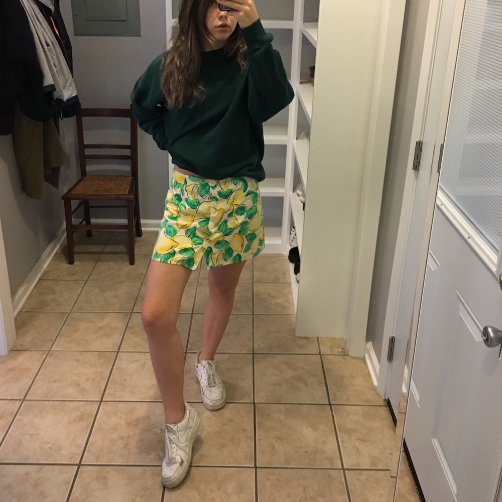 Lemon Print Vintage Mini Skirt